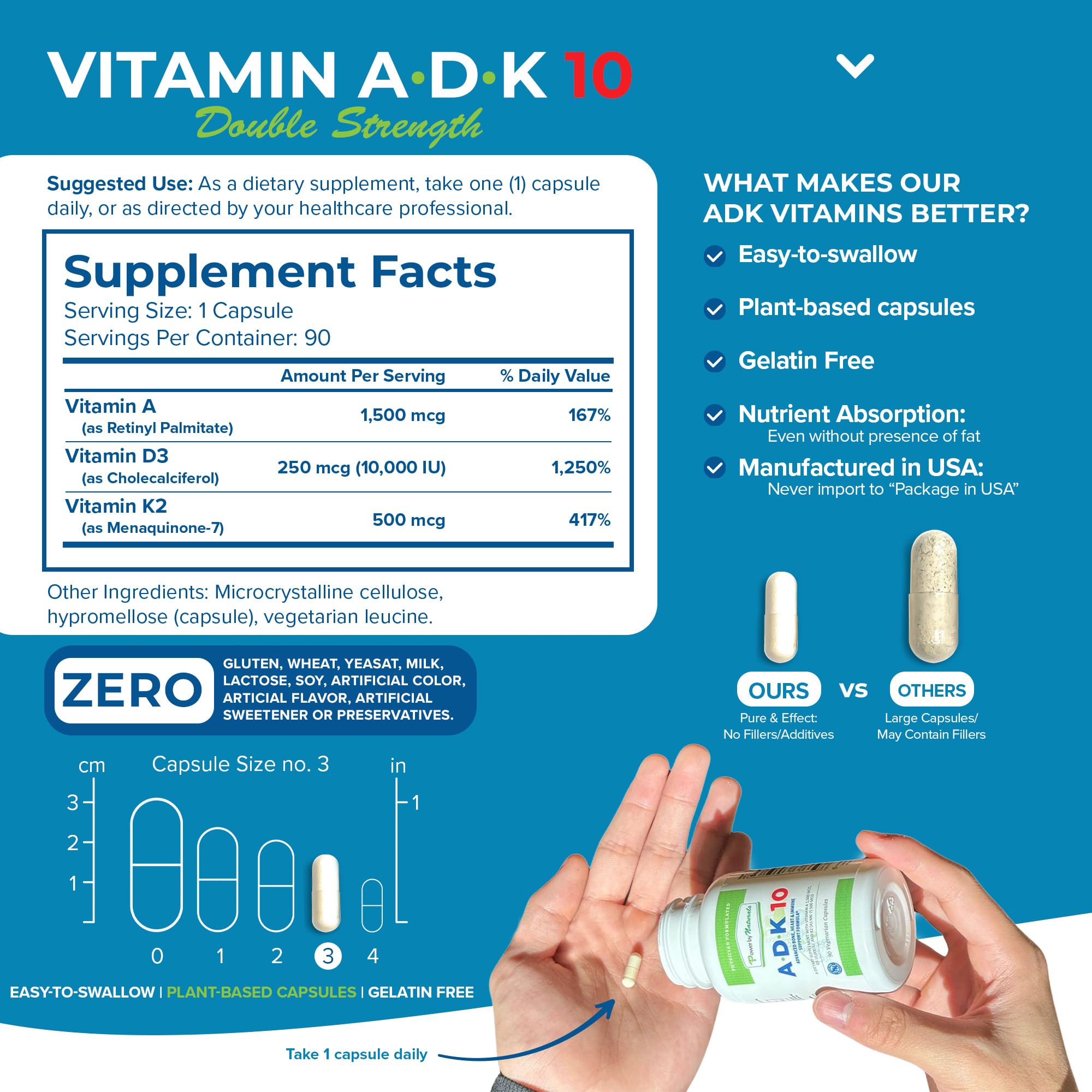 Packaging box of Power By Naturals ADK 10 3-month supply