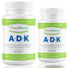 Power By Naturals ADK bottle with glass highlights premium quality.