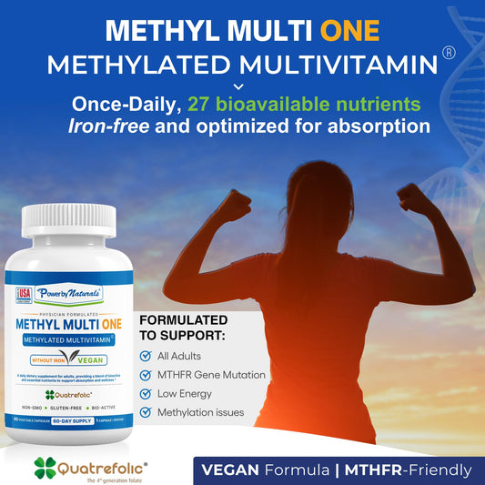 Power By Naturals Methyl Multi One capsules close-up showing methylated vitamins