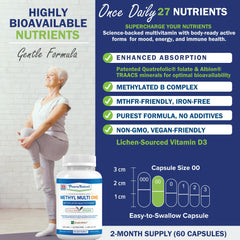 Power By Naturals Methyl Multi One bottle detail with CoQ10 and 5-MTHF for antioxidant support