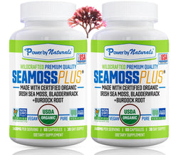 Power By Naturals Sea Moss Plus bottle front for daily vitality.