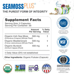 Power By Naturals Sea Moss Plus capsules closeup showing convenient dosing.
