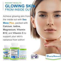 Power By Naturals Sea Moss Plus Irish sea moss 500mg content highlighted.