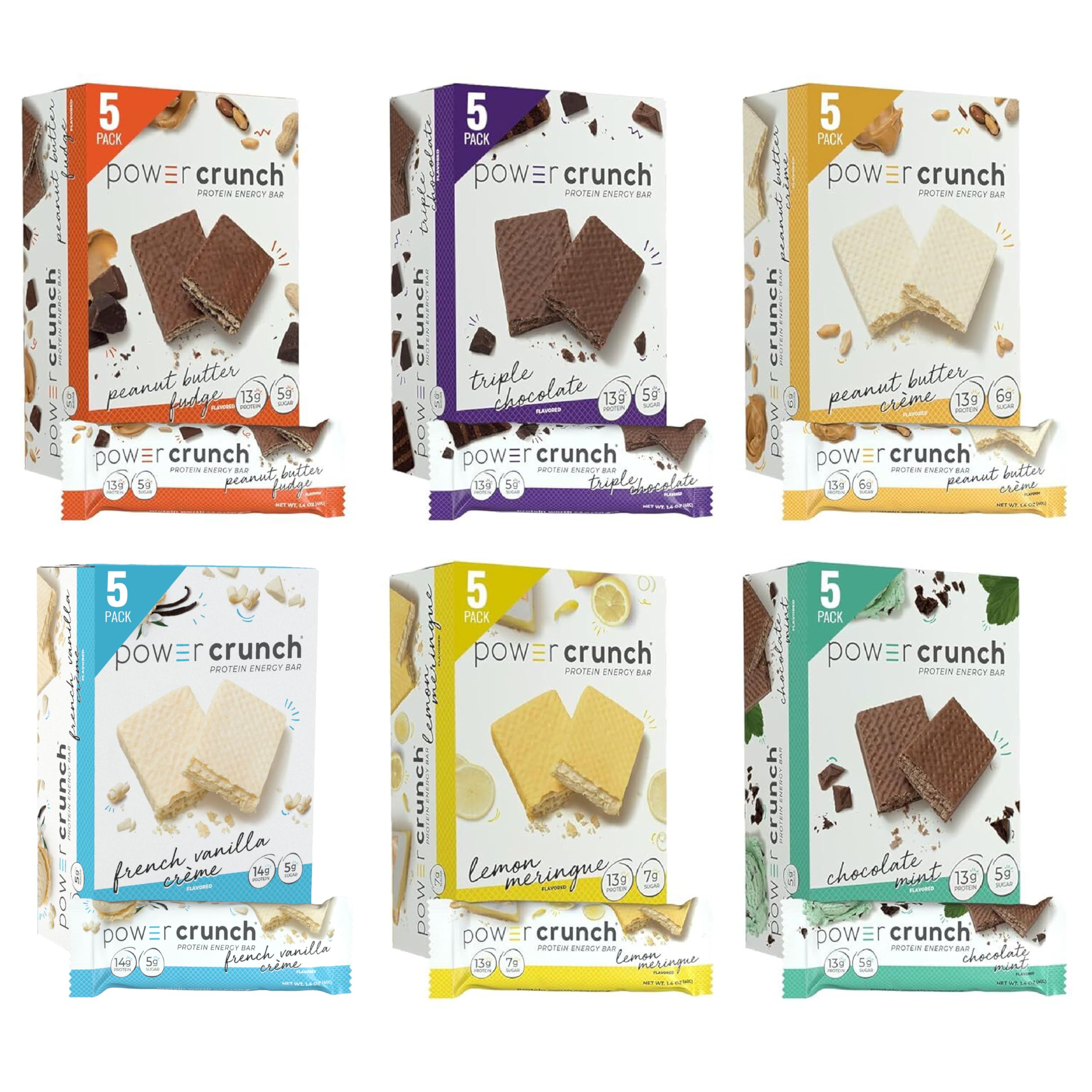 Power Crunch variety pack with six flavors for versatile on-the-go protein