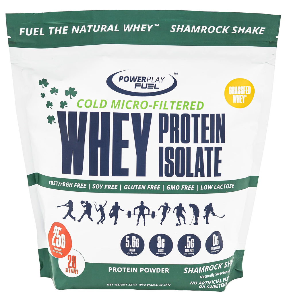 POWER PLAY FUEL Shamrock Shake 2LB bottle featuring grass-fed whey for clean recovery.