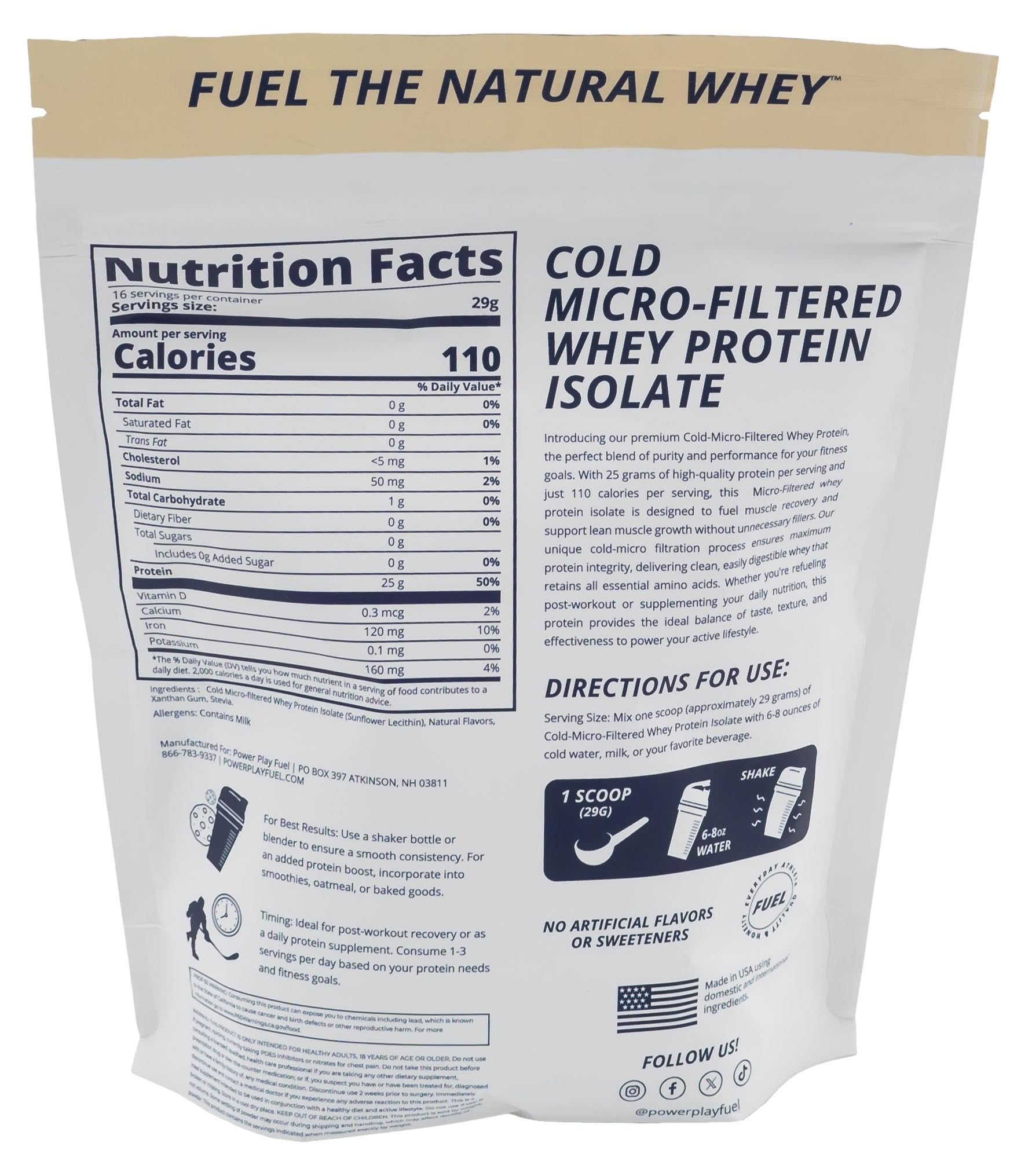 POWER PLAY FUEL vanilla whey shake glass demonstrating smooth, easy-mix texture