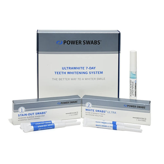 Power Swabs 7-Day Kit with stain-out swabs removes stains quickly