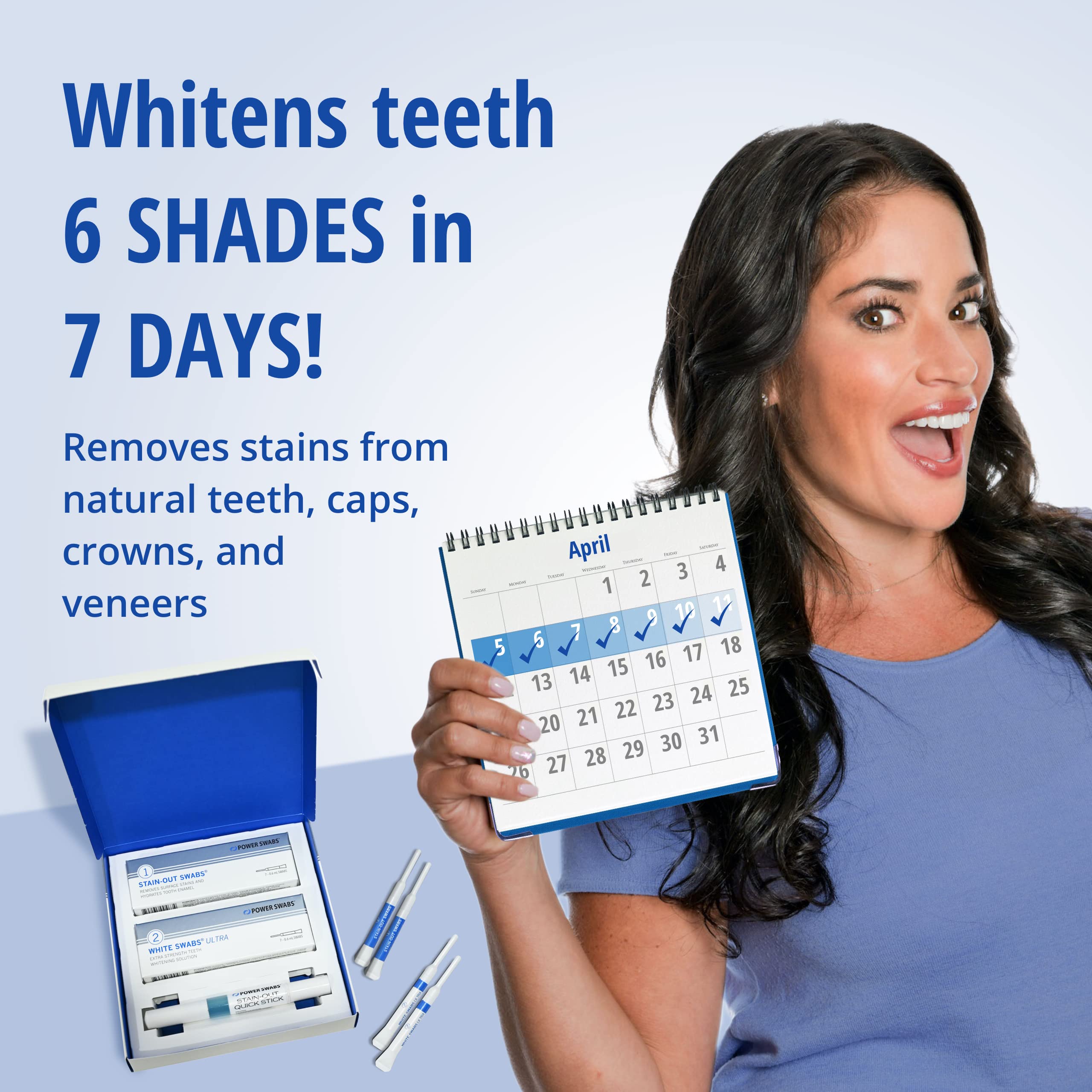 Power Swabs dual-gel system bottle shows at-home whitening