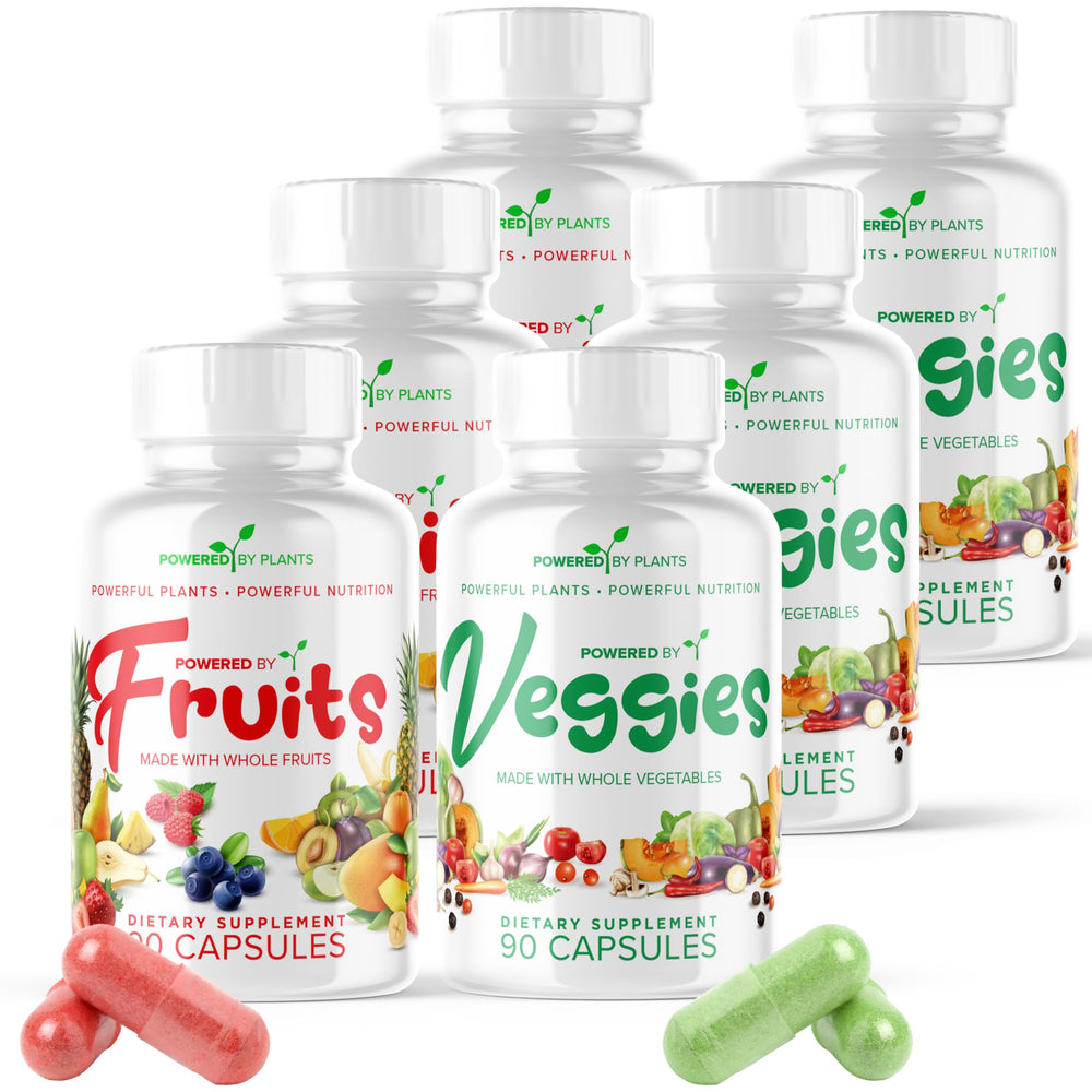 POWERED X PLANTS label highlights vegan, non-GMO ingredients for daily nutrition.