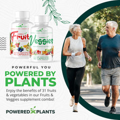 Powered by Plants Daily Fruits and Veggies bottle-side highlights nutrient-rich formula.