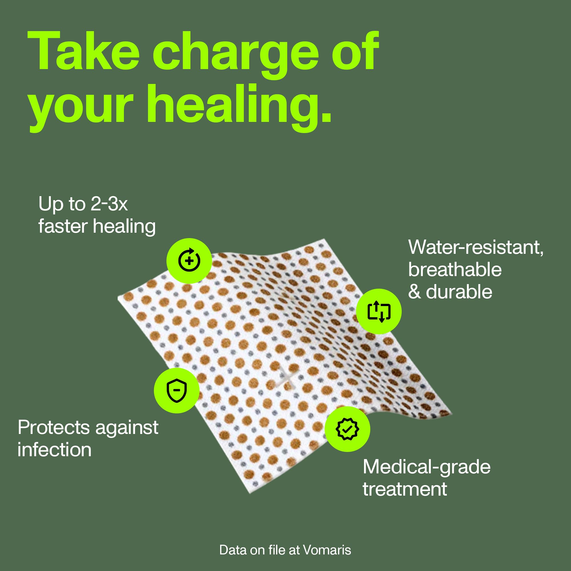 PowerHeal kit side view highlights hydrogel activation for maintaining a moist wound environment.
