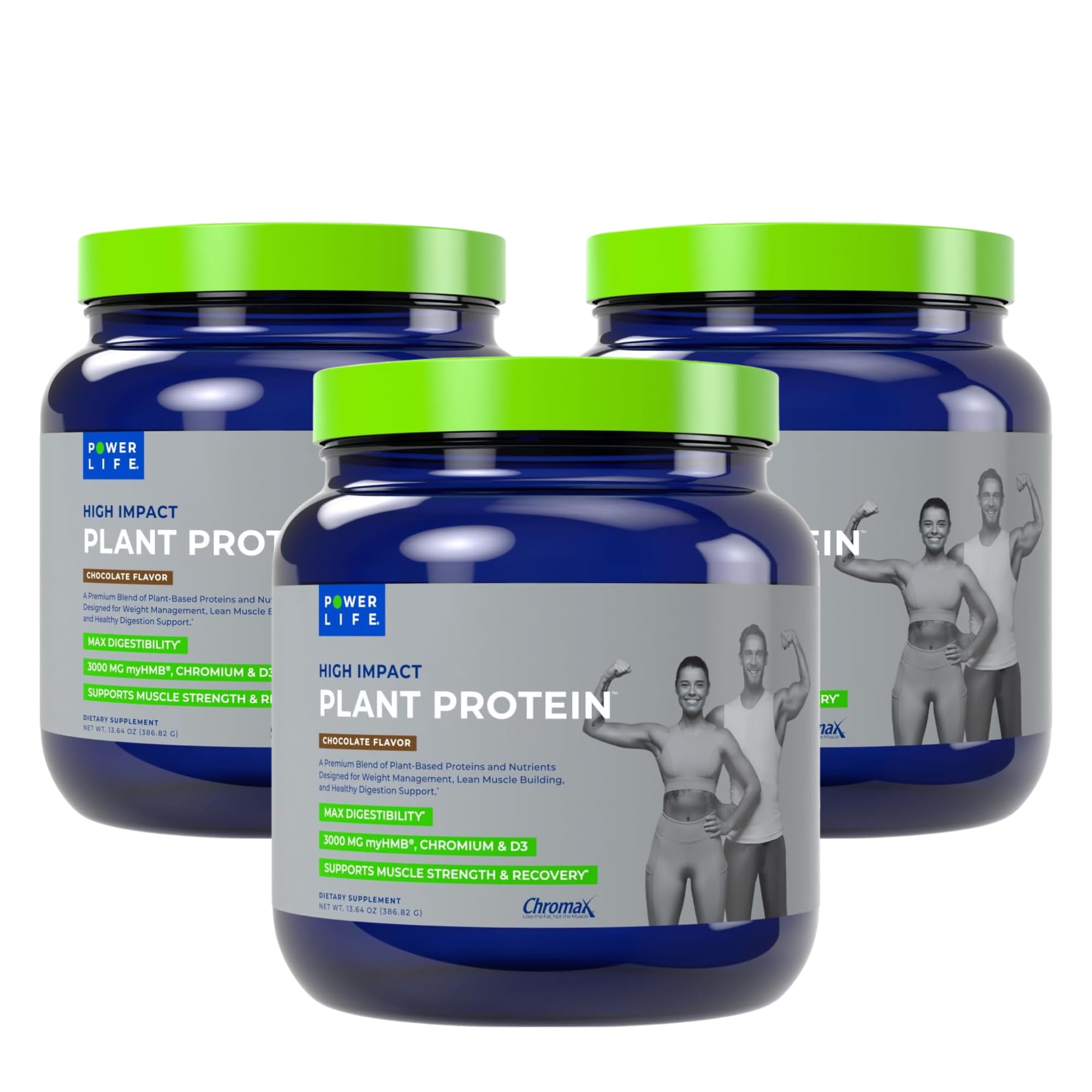 POWERLIFE High Impact Protein bottle in chocolate flavor supports lean muscle.
