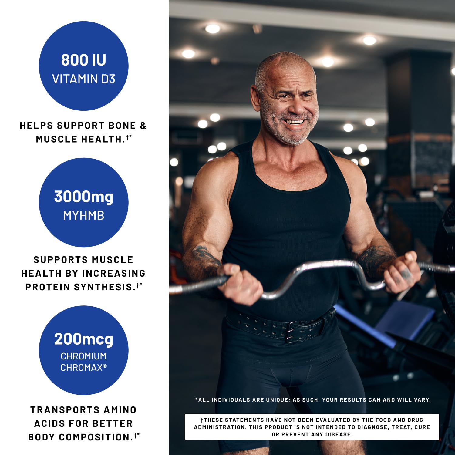 POWERLIFE HMB 3000mg label highlights muscle support potential.