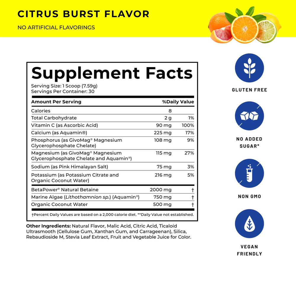 POWERLIFE Peak Replenish label close-up highlighting organic coconut water electrolytes.