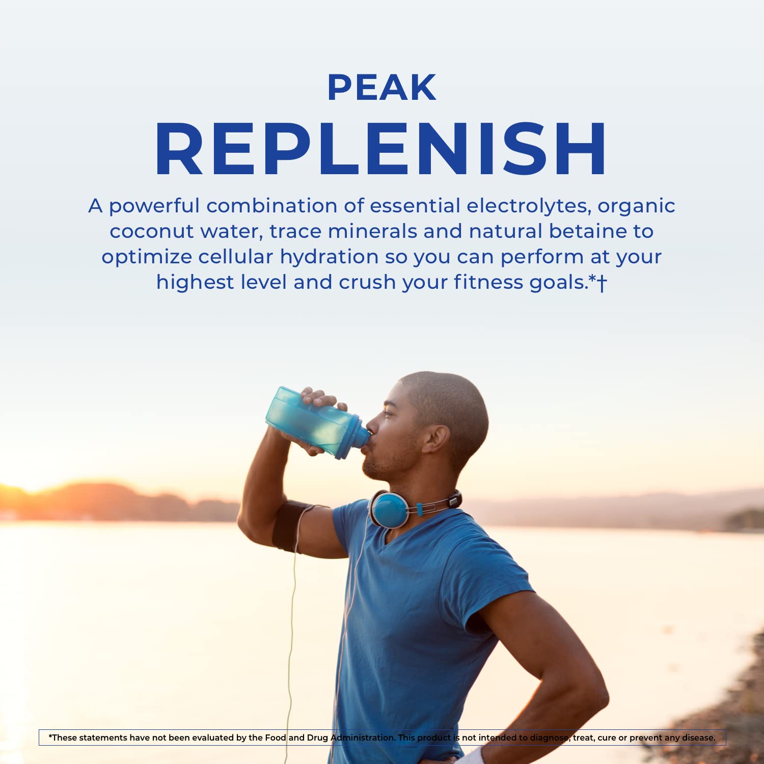 POWERLIFE Peak Replenish organic coconut water image suggesting energy-boosting hydration.