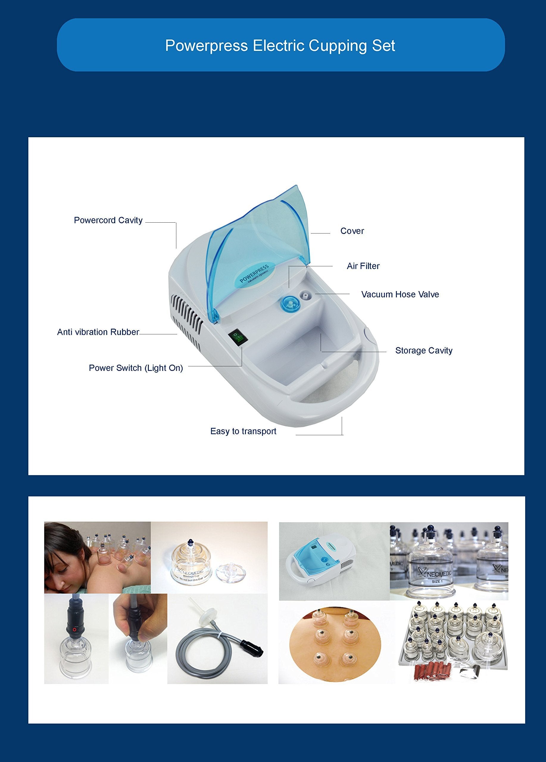 Powerpress Vacuum Pump front view for versatile massage sessions