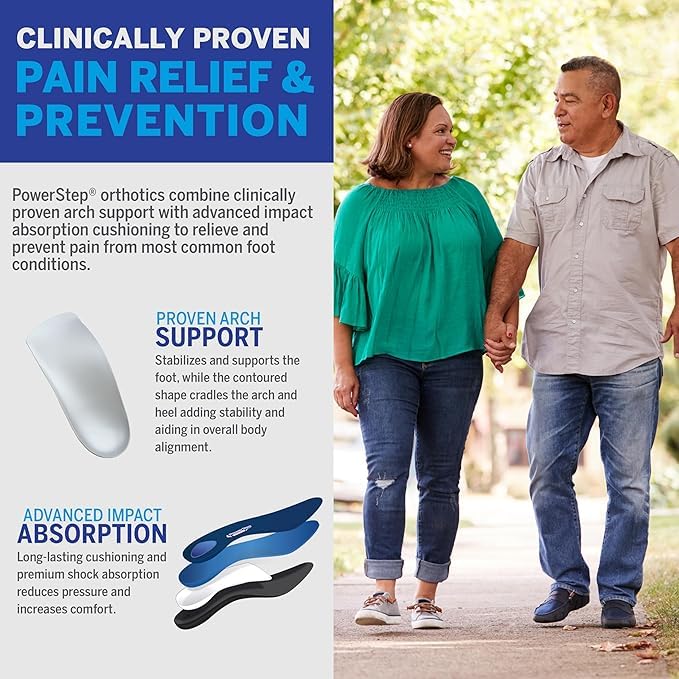 PowerStep ProTech Met orthotics fitting work and dress shoes with removable insoles.