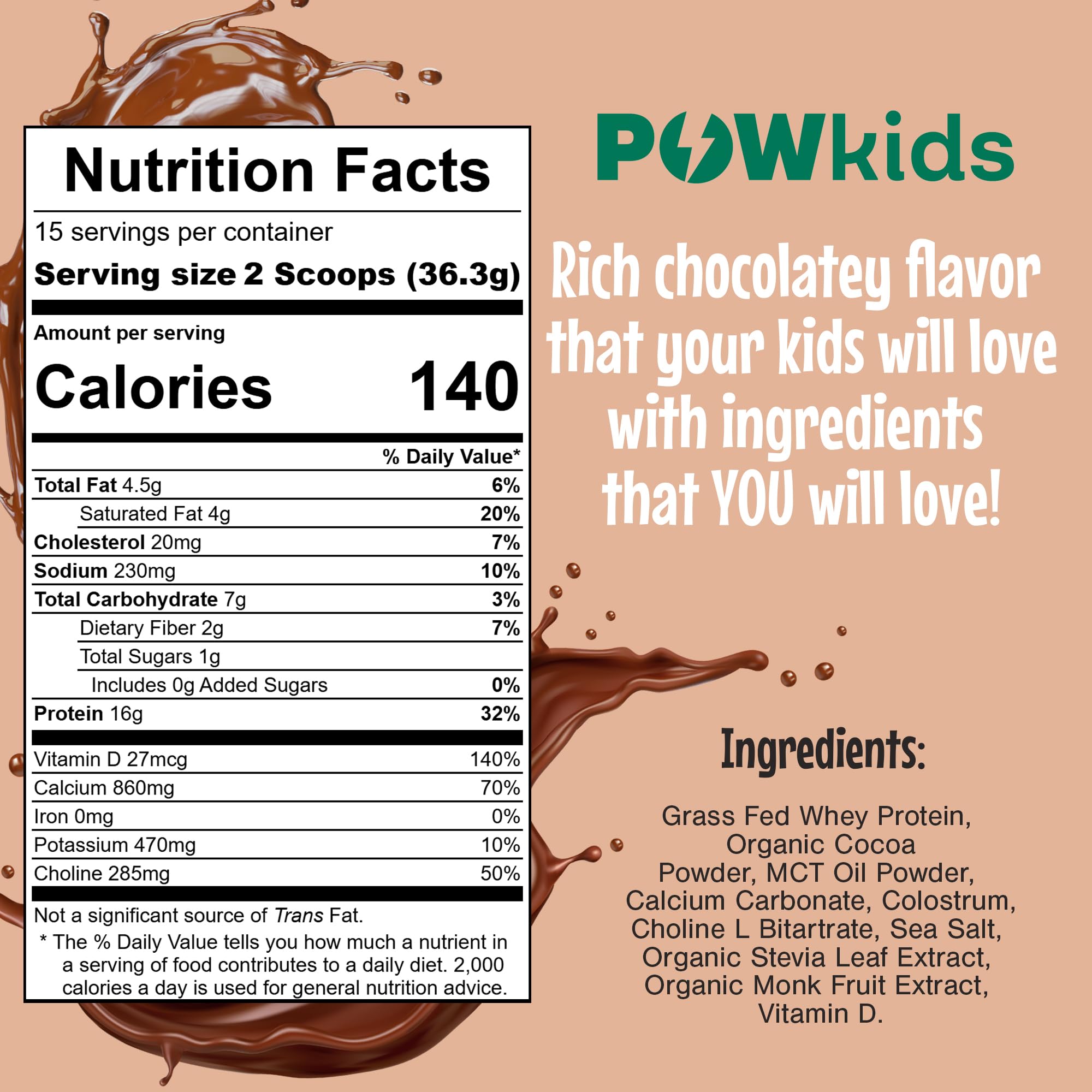 POWkids ingredients list shows organic no added sugar formulation options