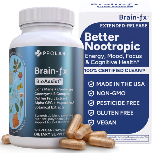 PPO Lab Brain-fx extended-release capsules for steady focus throughout the day.