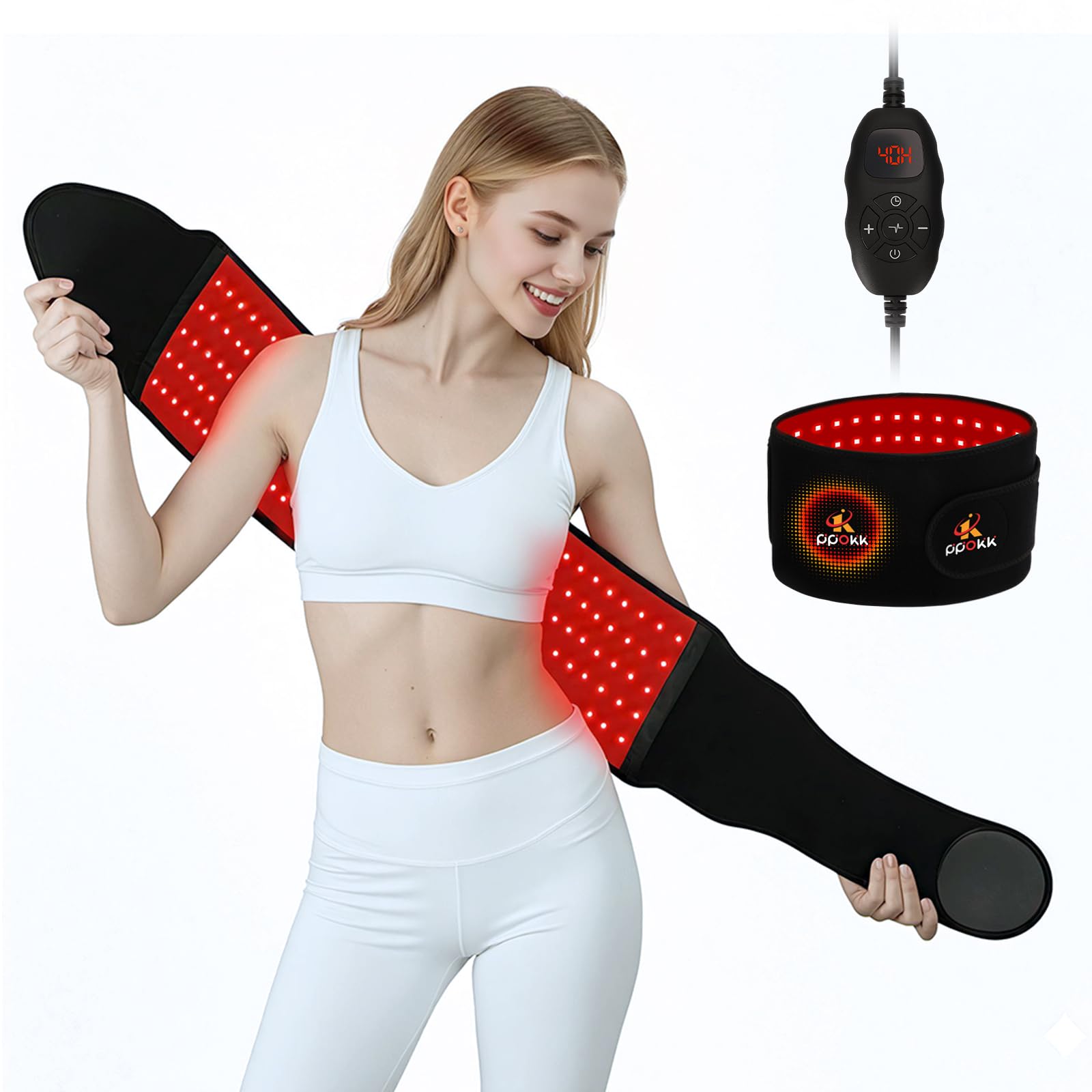 PPOKK red light therapy belt front view for at-home use.