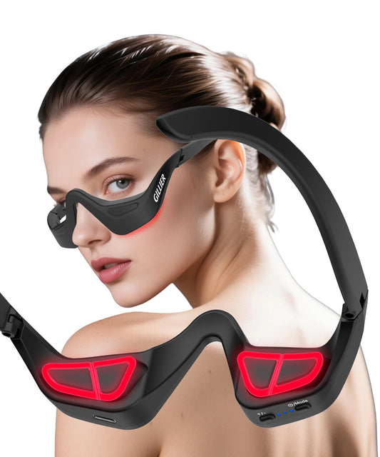PQSNZ Eye Red Light Therapy Glasses front view for compact, at-home eye care.