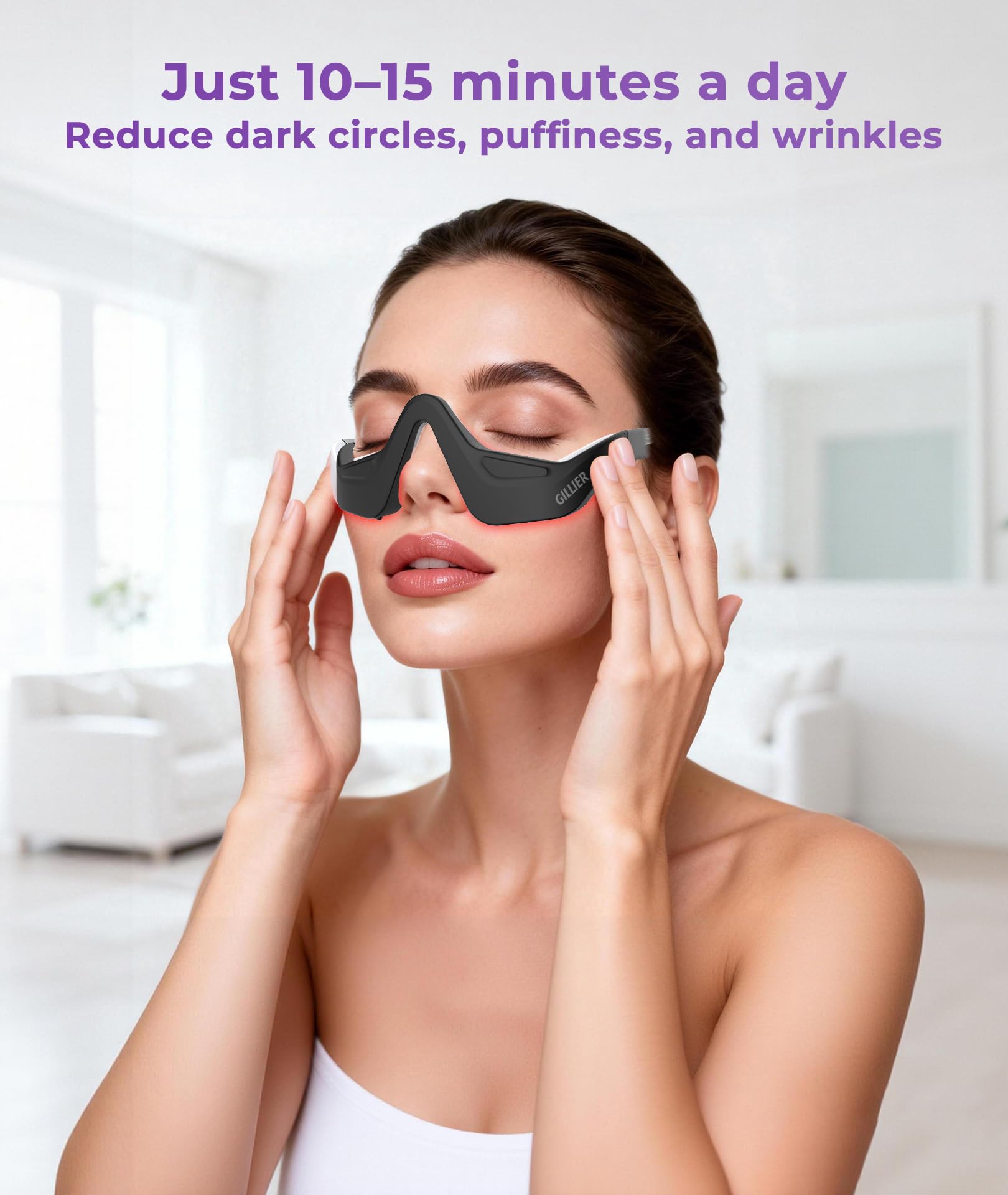 PQSNZ Eye Red Light Therapy Glasses in-use reading mode.