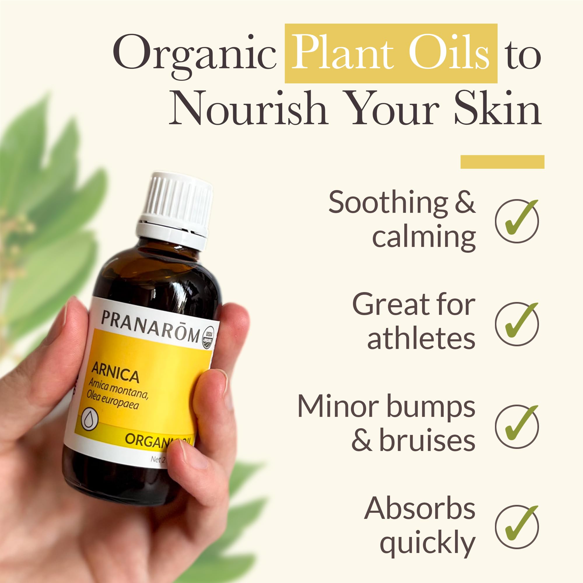 Pranarom Arnica Oil amber glass bottle with label preserves freshness.