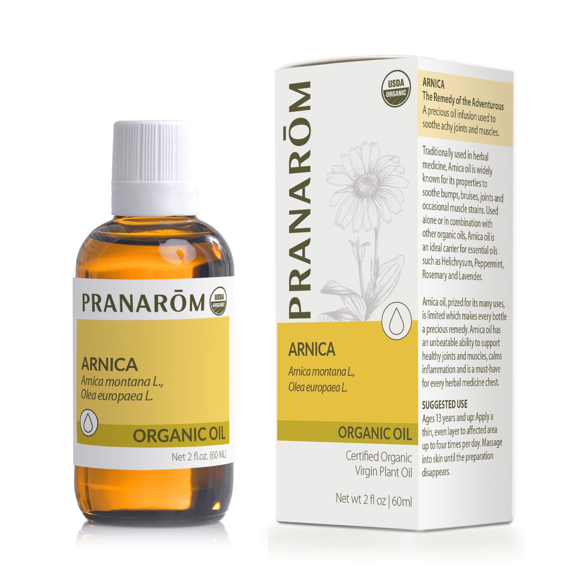 Pranarom Arnica Oil 4-pack on shelf ready for natural daily care.