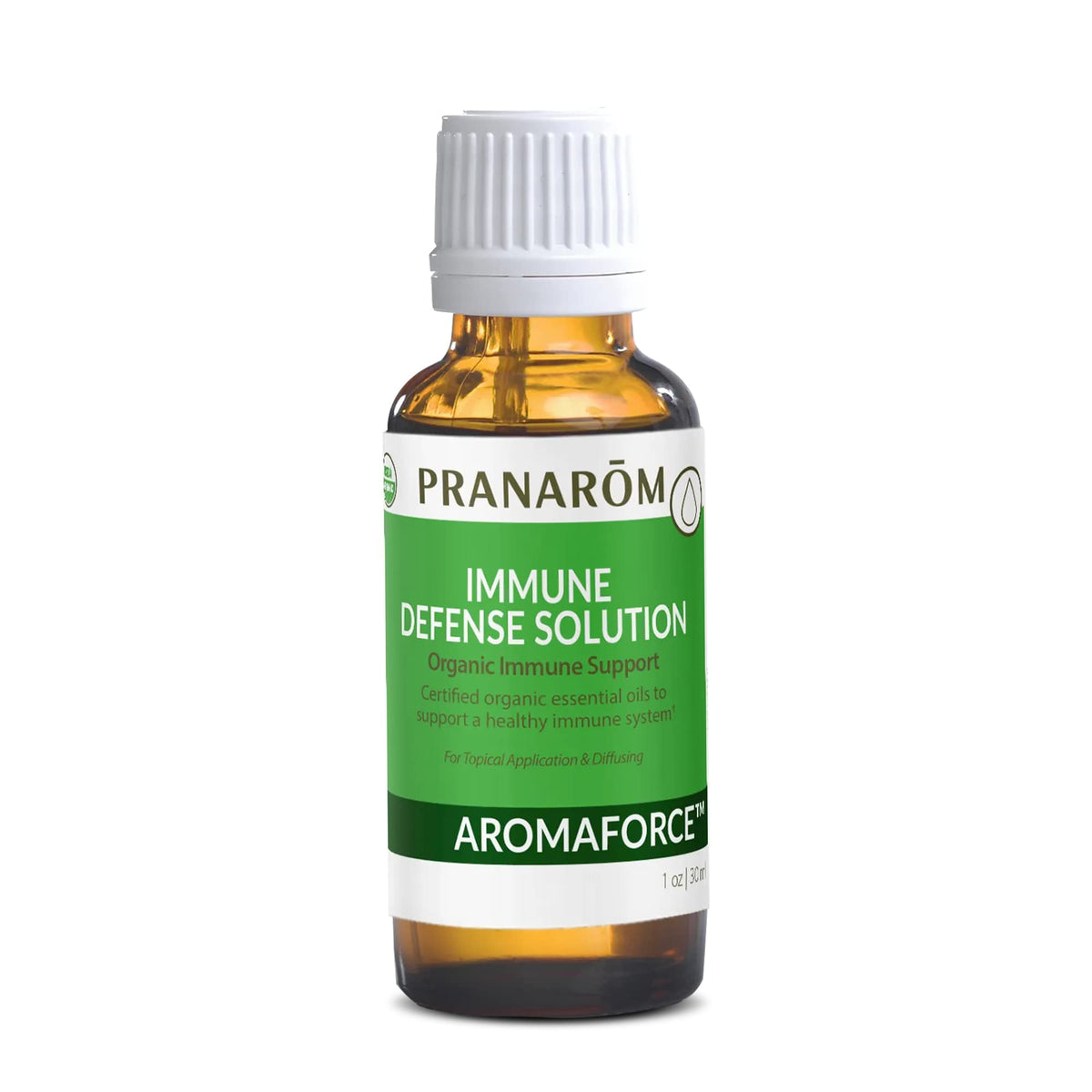 Pranarom Aromaforce Immune Defense eucalyptus bottle and dropper for daily support