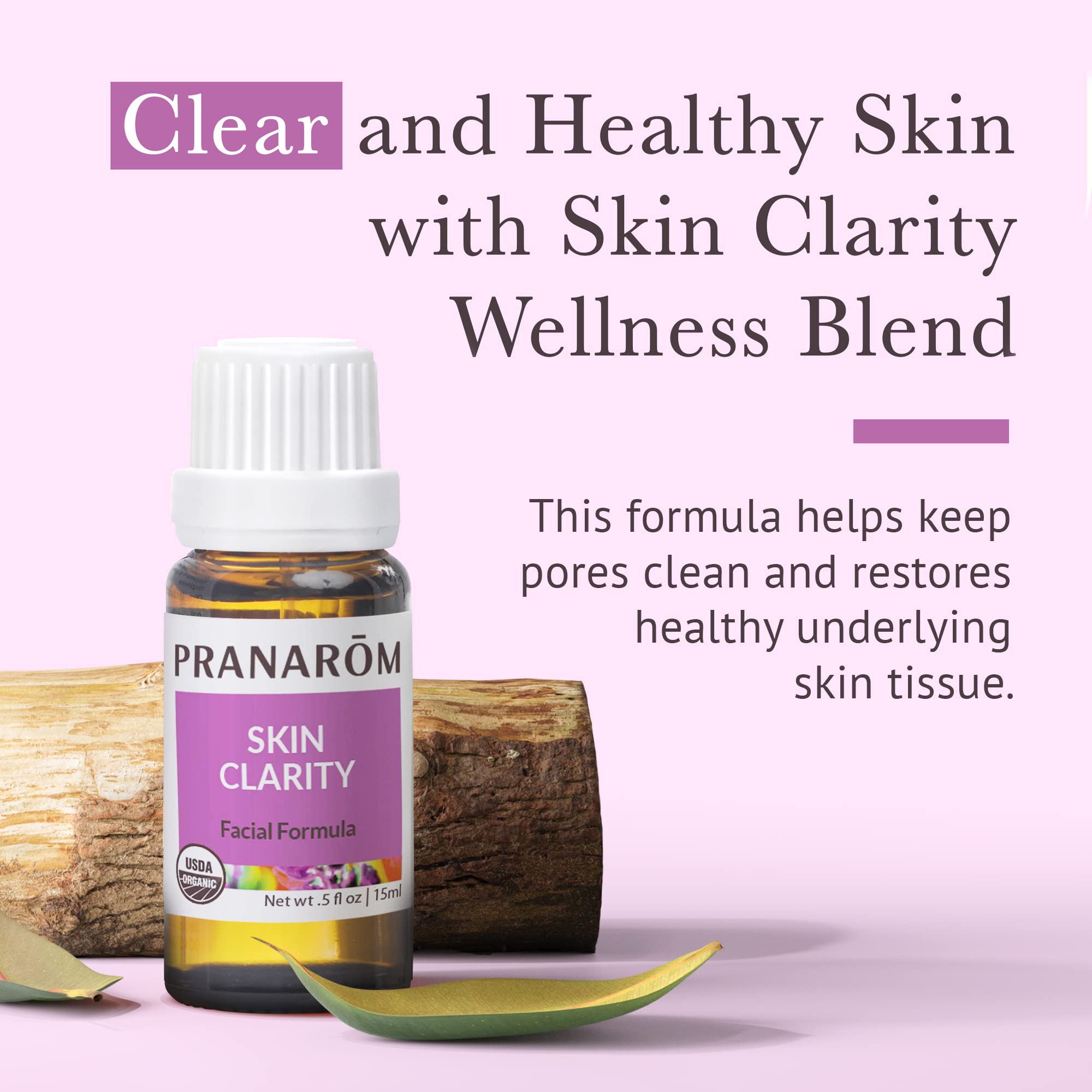 Pranarom Skin Clarity diffuser drops releasing calming aroma.