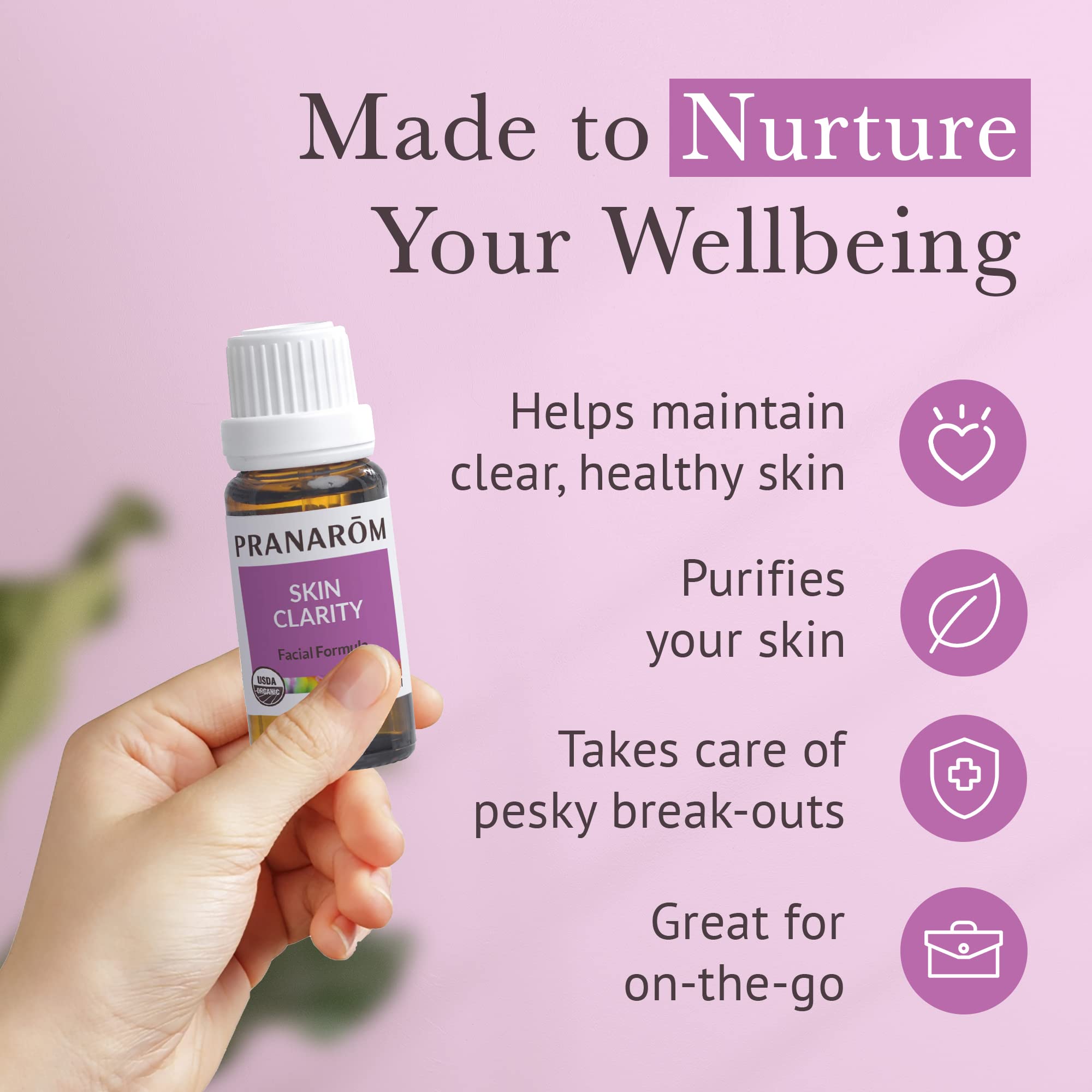 Pranarom Skin Clarity topical application showing dropper.