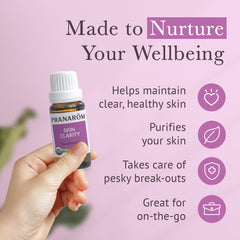 Pranarom Skin Clarity topical application showing dropper.