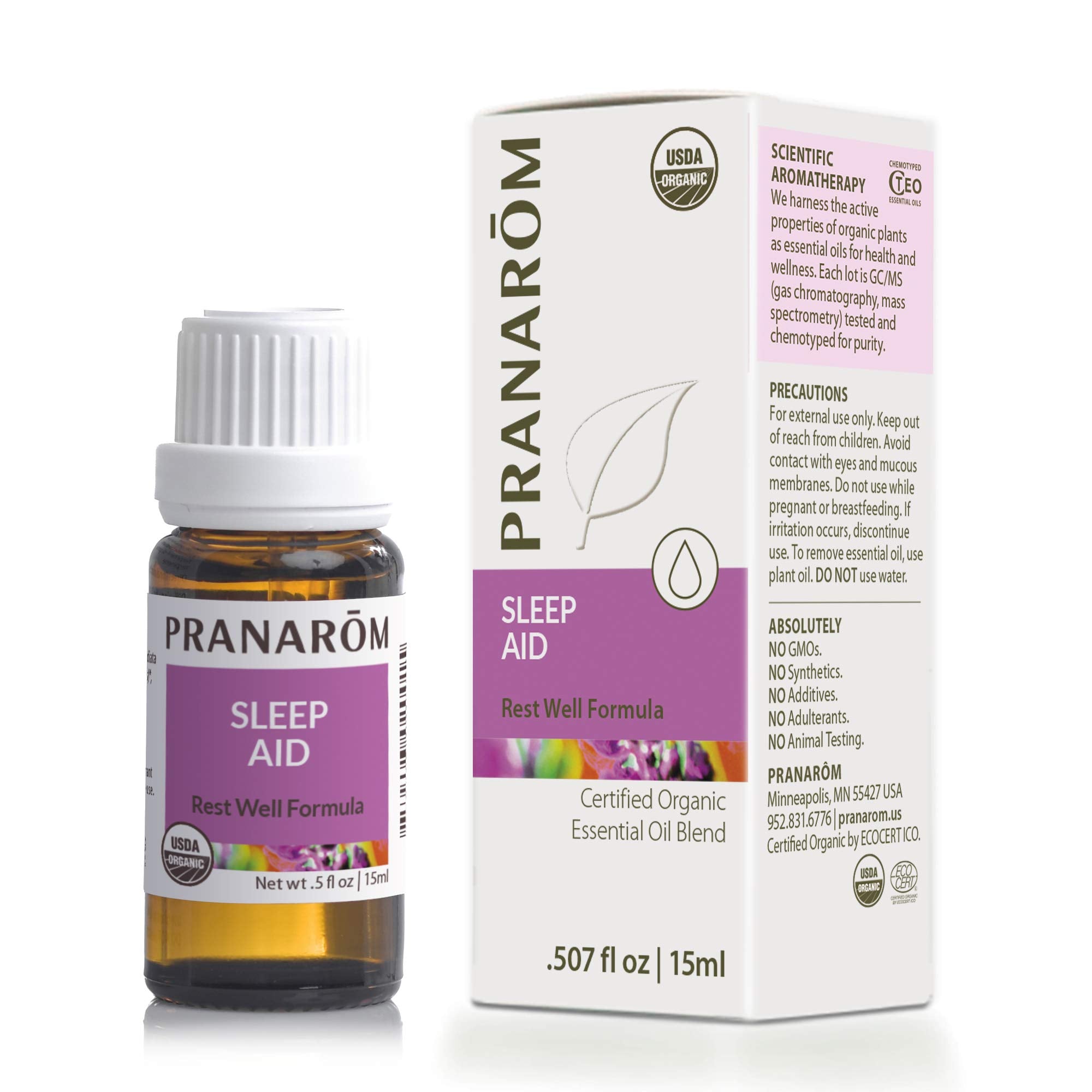 Pranarom Sleep Aid bottle 15ml ready for diffusion to promote calm.