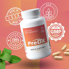 Pre-DX bottle closeup emphasizes a smooth easy-to-swallow capsule