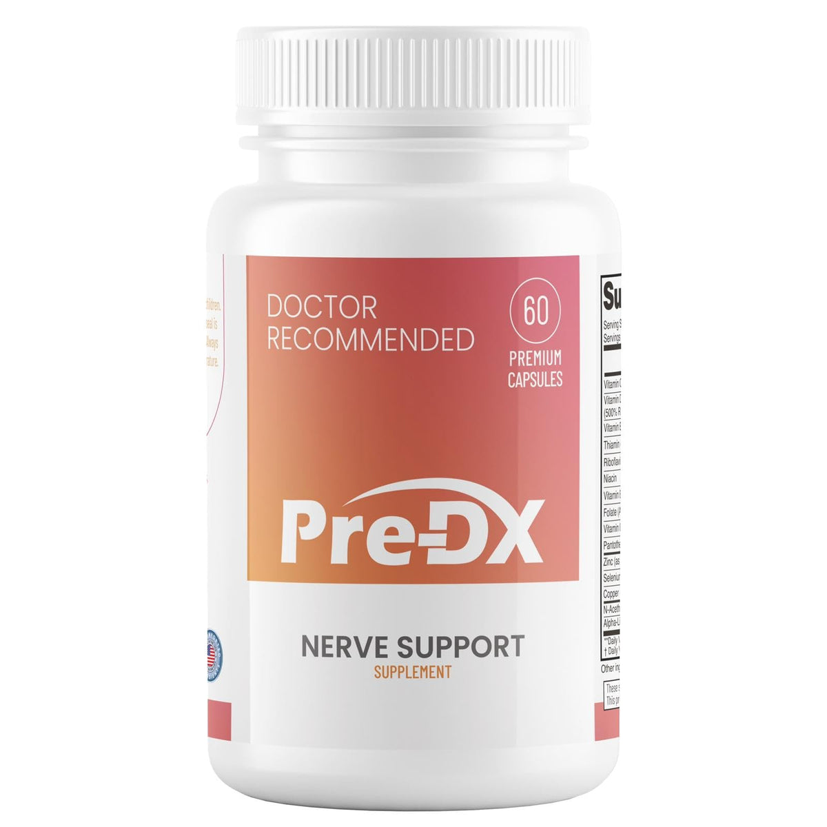 Pre-DX nerve support bottle with capsules for daily resilience