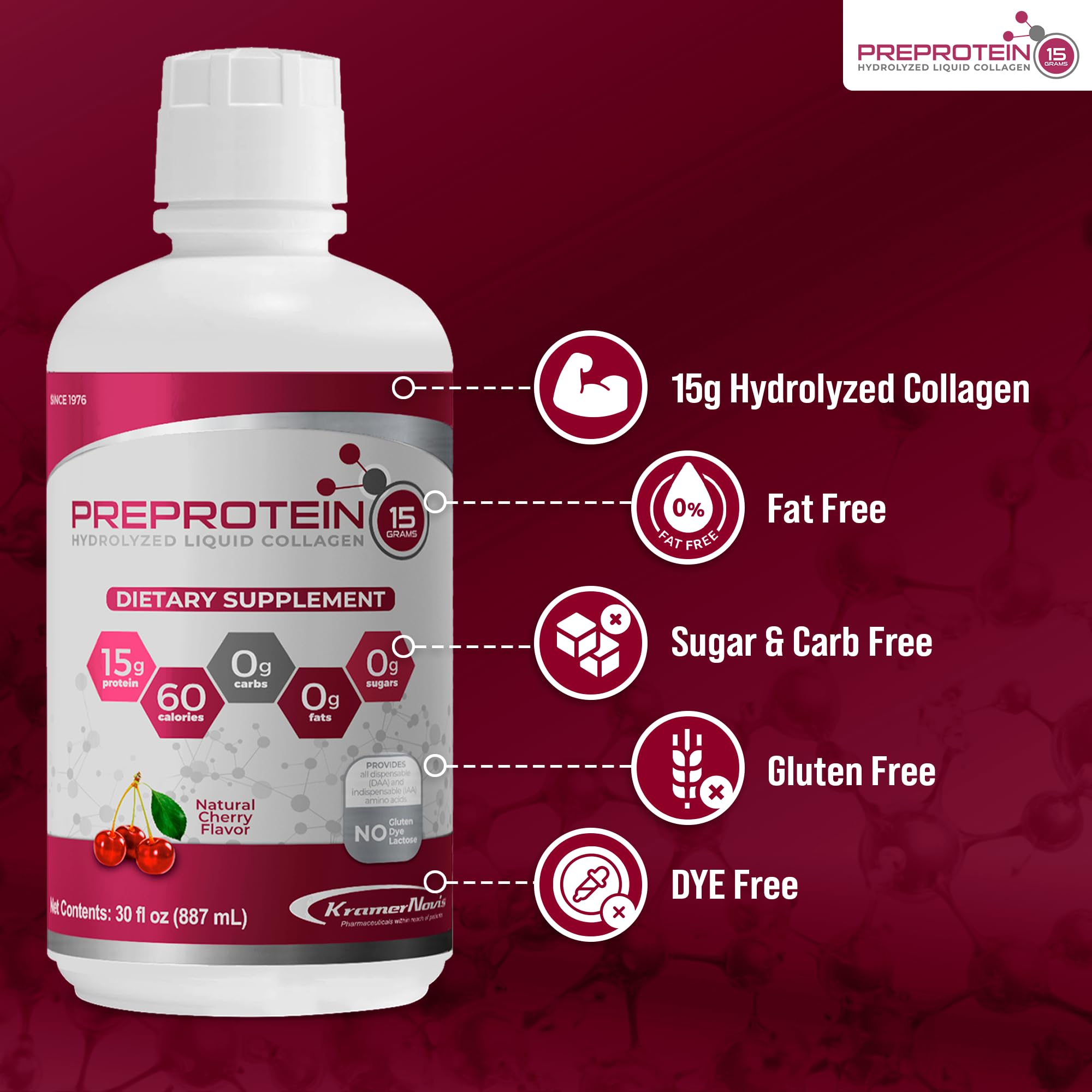 Pre-Protein smooth-blend-no-clumps label emphasizes clump-free mixing.