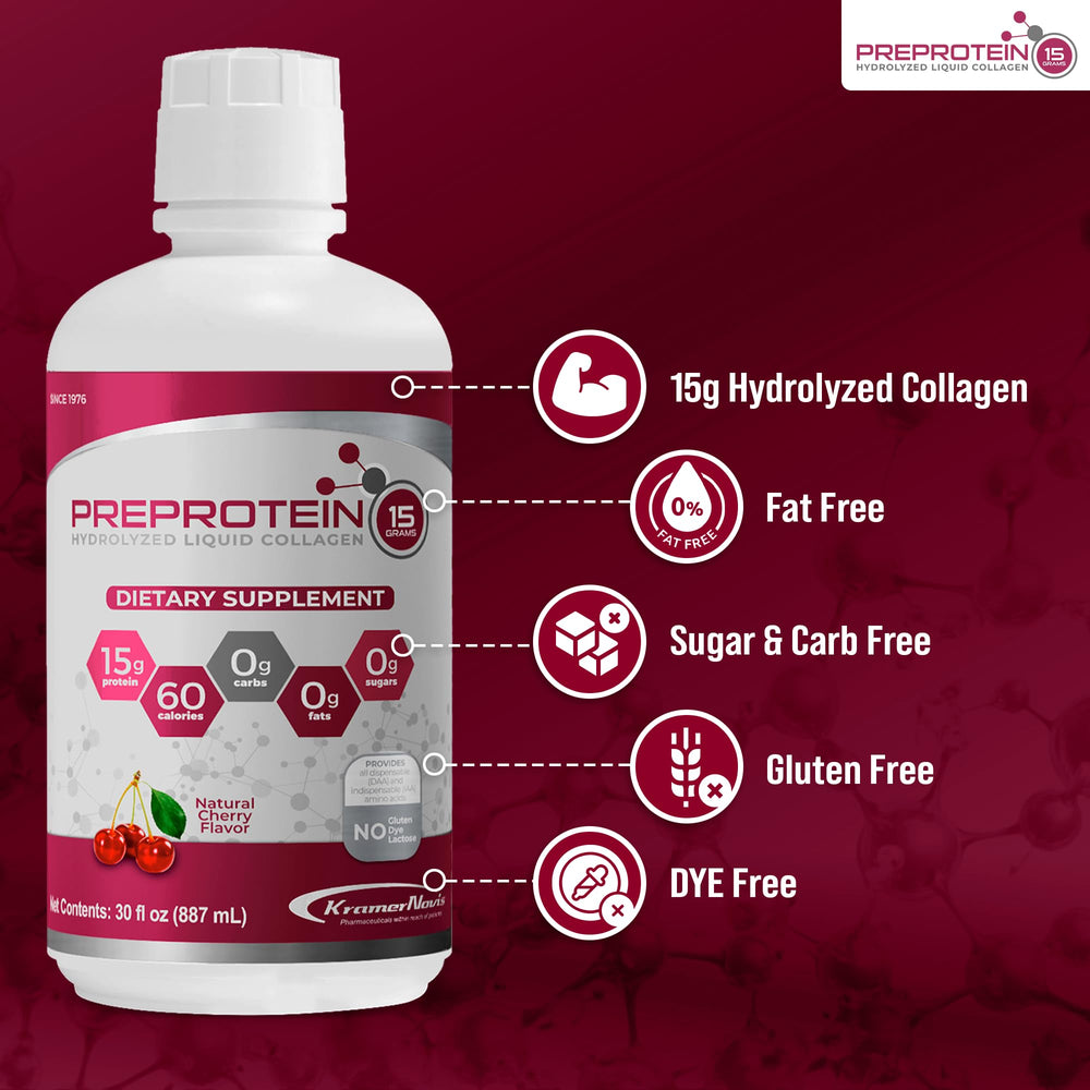 Pre-Protein smooth-blend-no-clumps label emphasizes clump-free mixing.
