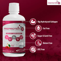 Pre-Protein smooth-blend-no-clumps label emphasizes clump-free mixing.