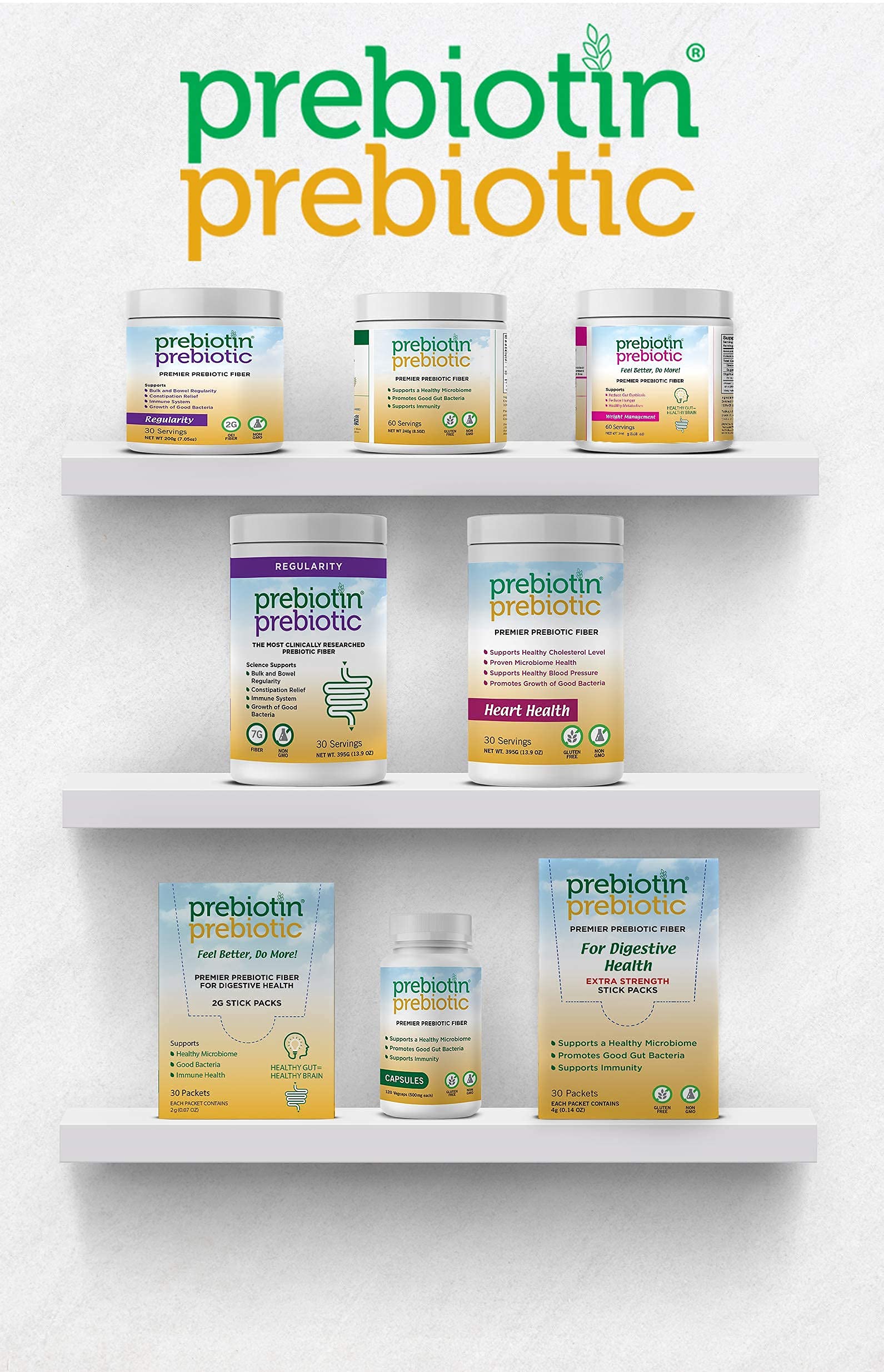 Prebiotin OEI formula bottle; enriched inulin supports gut balance