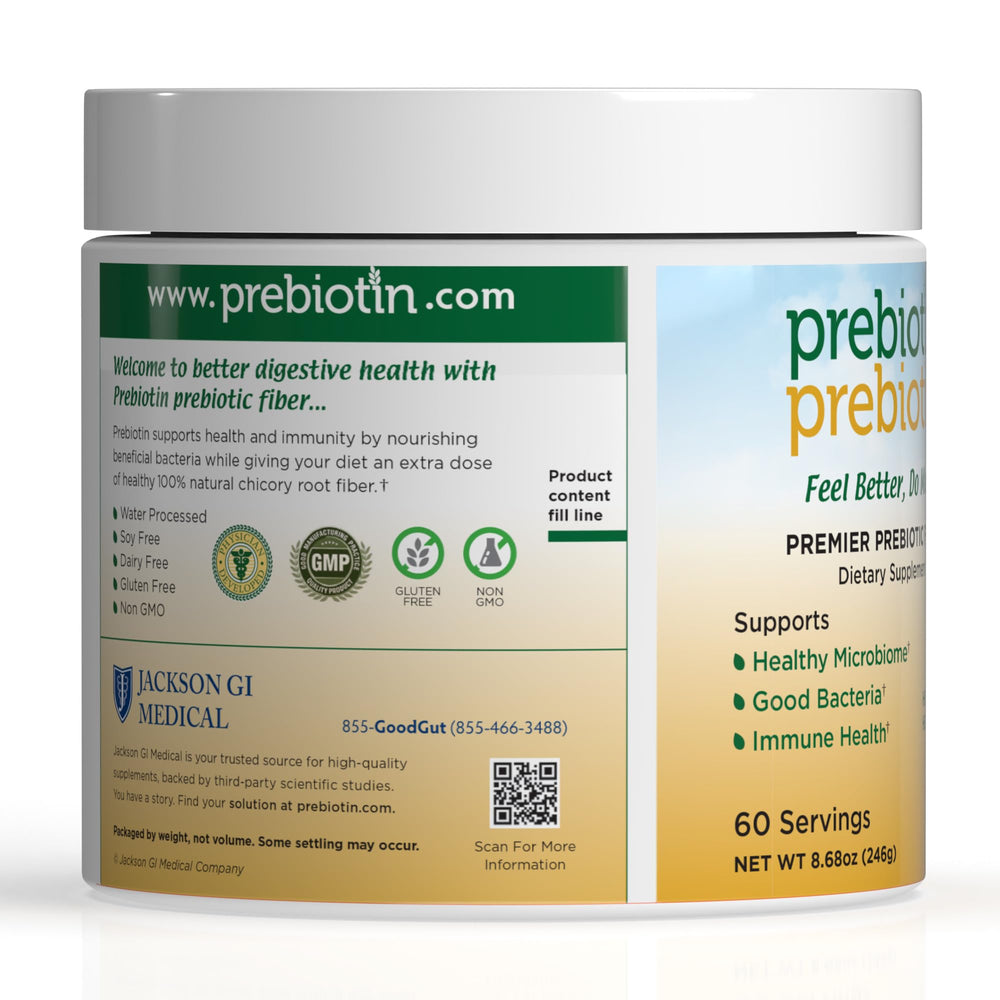 Glass of water with Prebiotin blending easily for daily use
