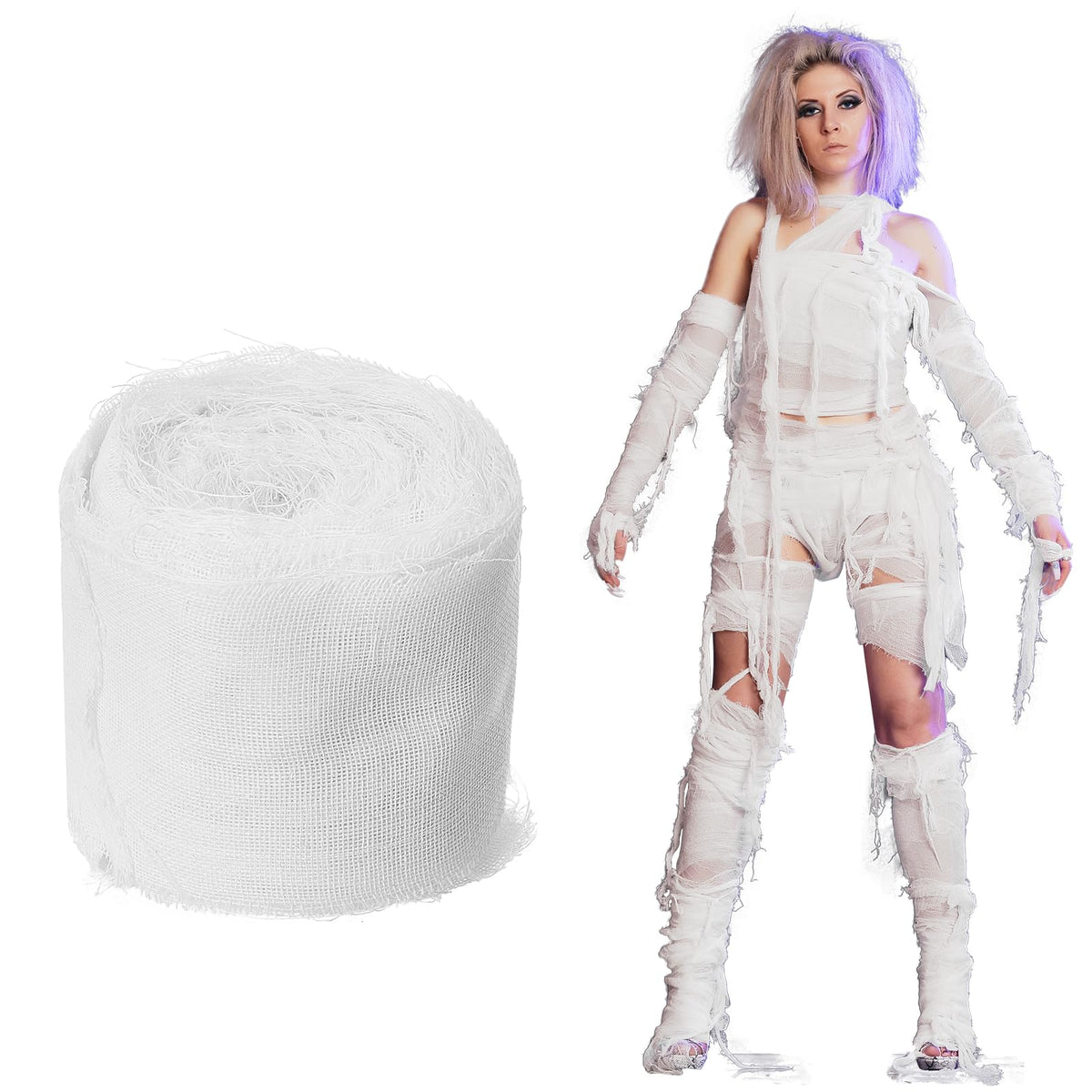 Preboun bloody gauze wrap for Halloween props adds eerie realism to décor.