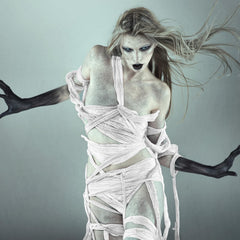Preboun hanging gauze decor transforms doors and windows into scenes.