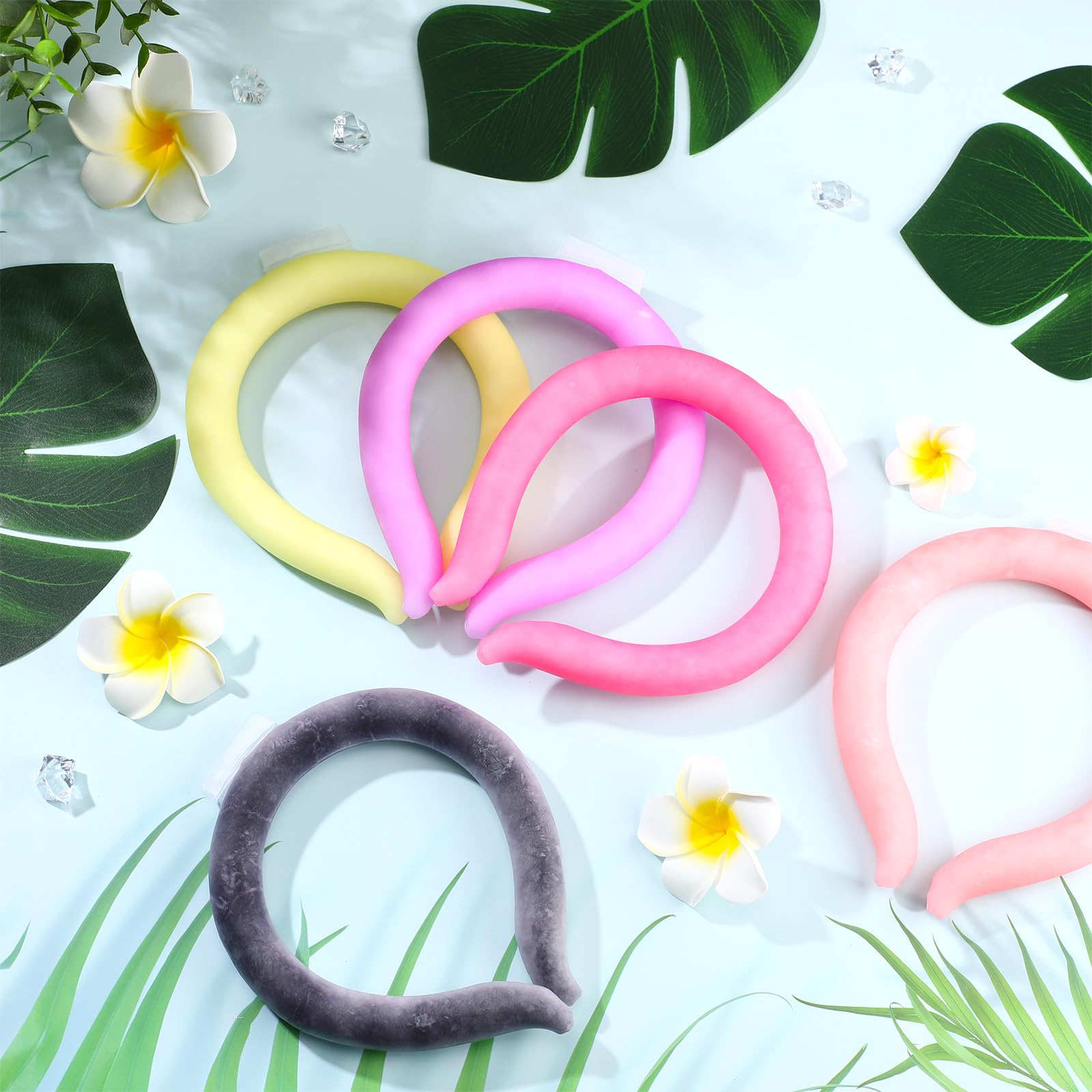 Preboun neck cooling tube in use for hands-free cooling around the neck