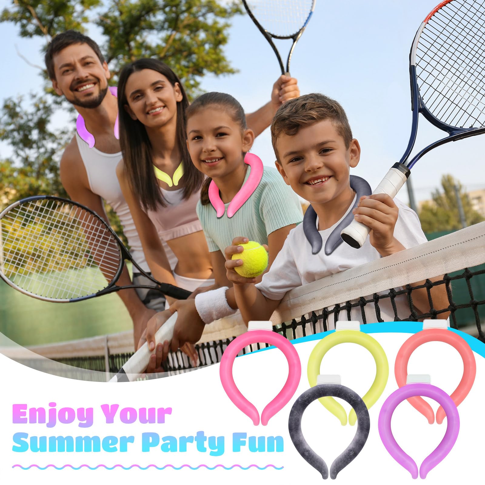 Prebounge purple neck cooling tube for social events and heat relief