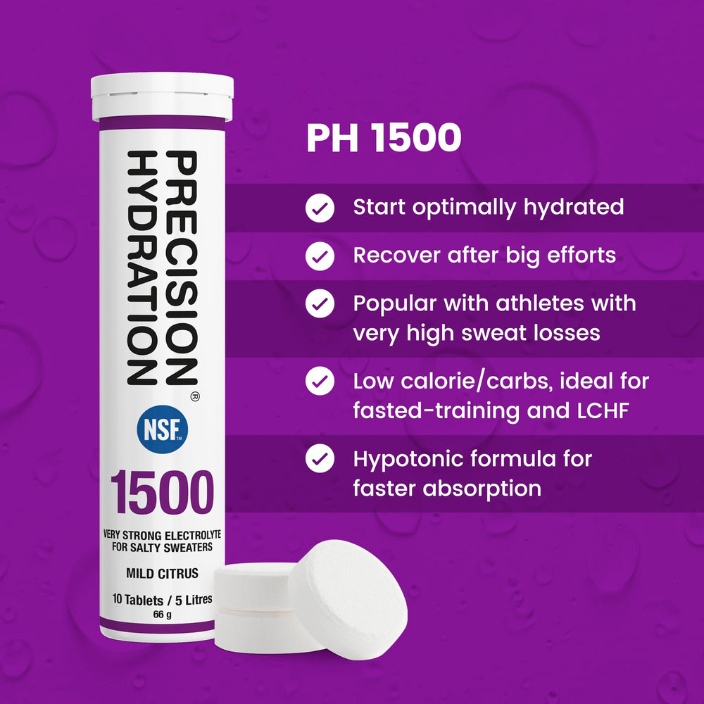 Precision Hydration tablets dissolving in water for quick hydration.