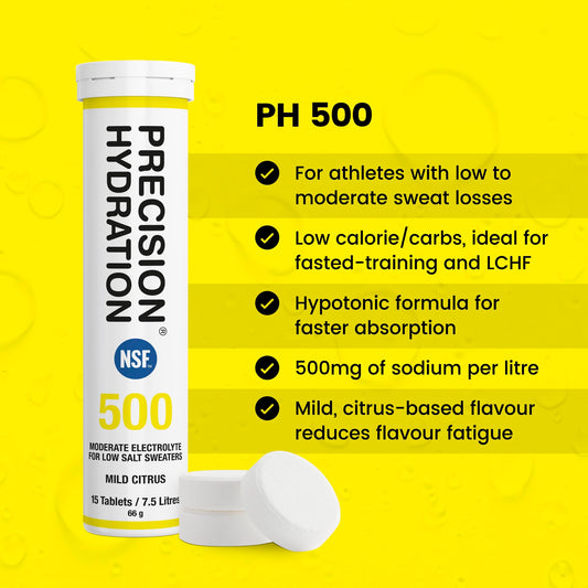Precision Hydration tablets dissolving in water to form a low calorie drink