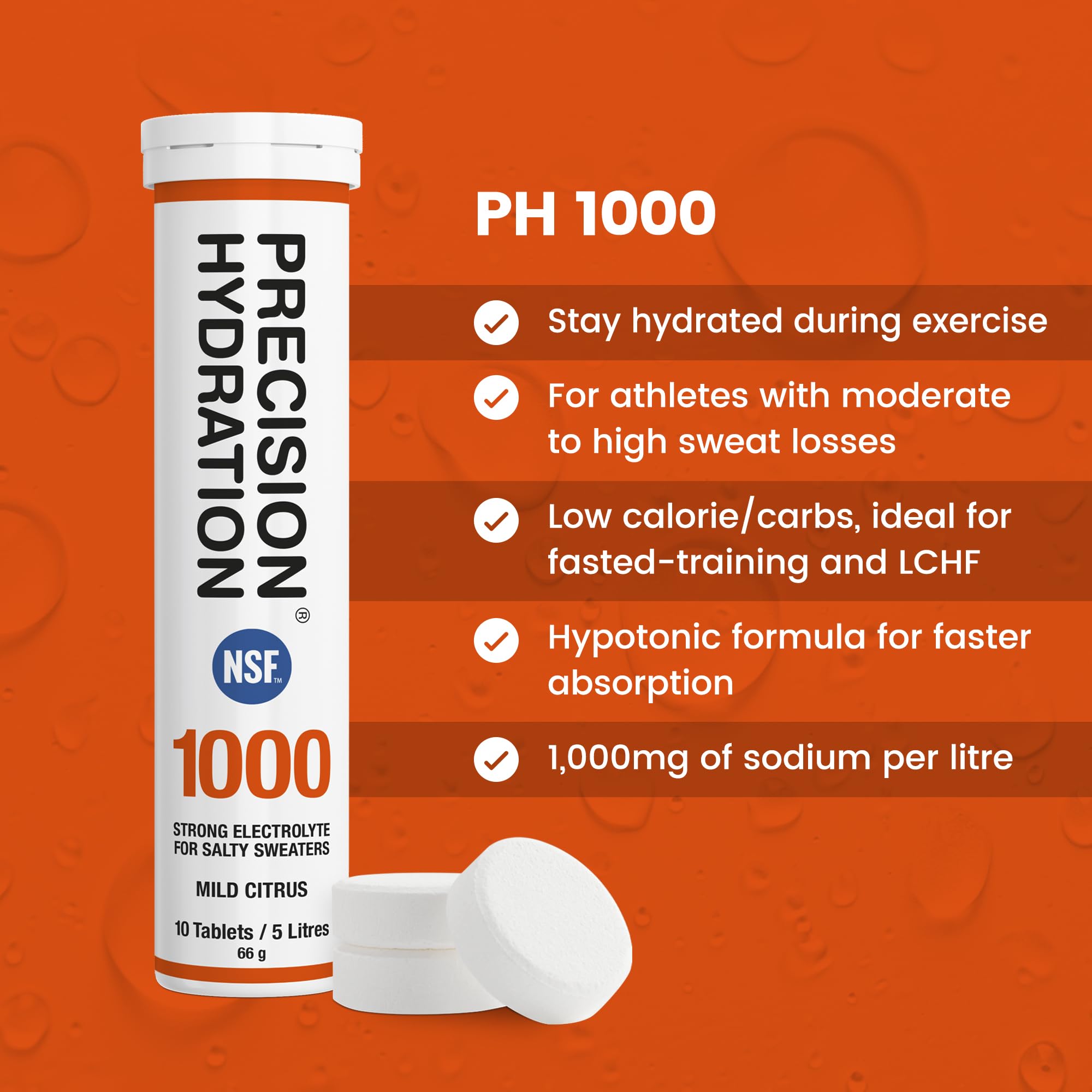 Precision Hydration orange-label tube ready for on-the-go hydration.