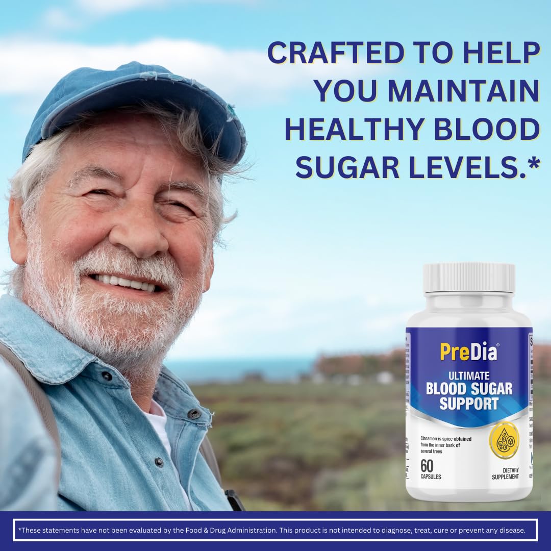 PREDIA Ultimate Blood Sugar ingredients list highlights non-GMO vegan formula.