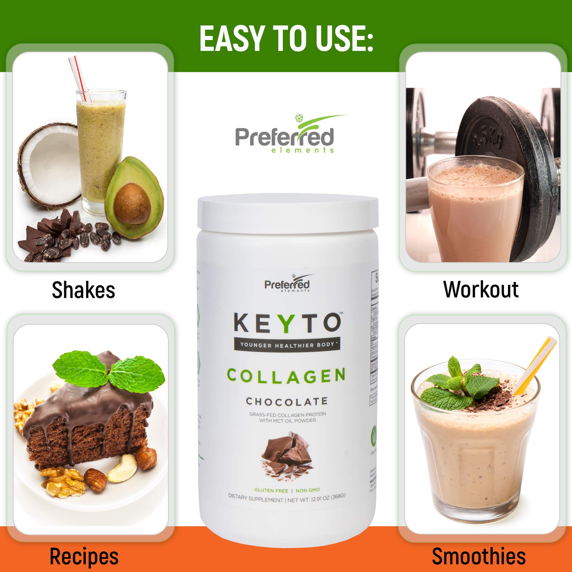 Preferred Elements KEYTO chocolate nutrition panel shows low carb compatibility.