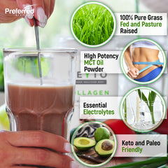KEYTO chocolate scoop dispensing for quick, easy shake mixing.